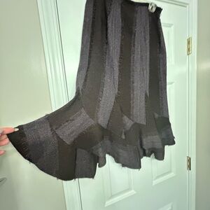 Maakif Elegant Purple Flared Skirt with raw edge details